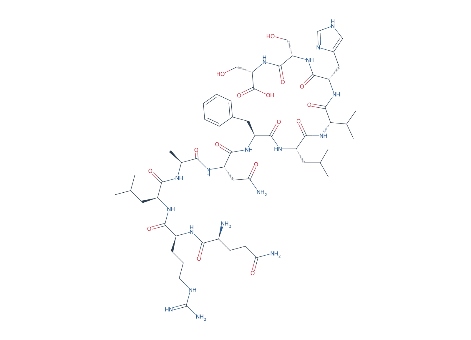Sequence-derived 2D chemical structure of Human IAPP reference fragment (10–20), free-acid chain, 11 amino-acid residues.