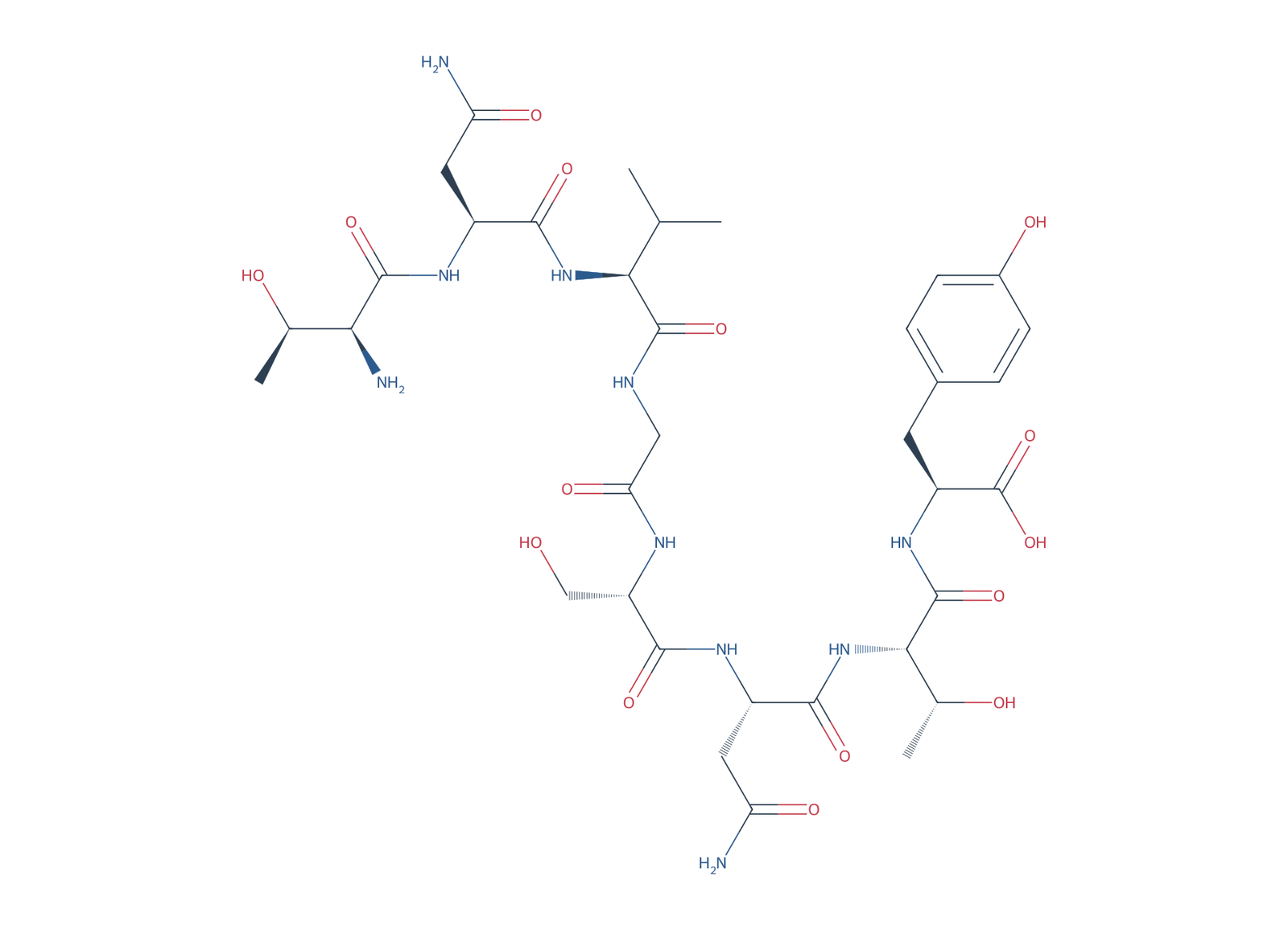 Sequence-derived 2D chemical structure of Human IAPP reference fragment (30–37), free-acid chain, 8 amino-acid residues.