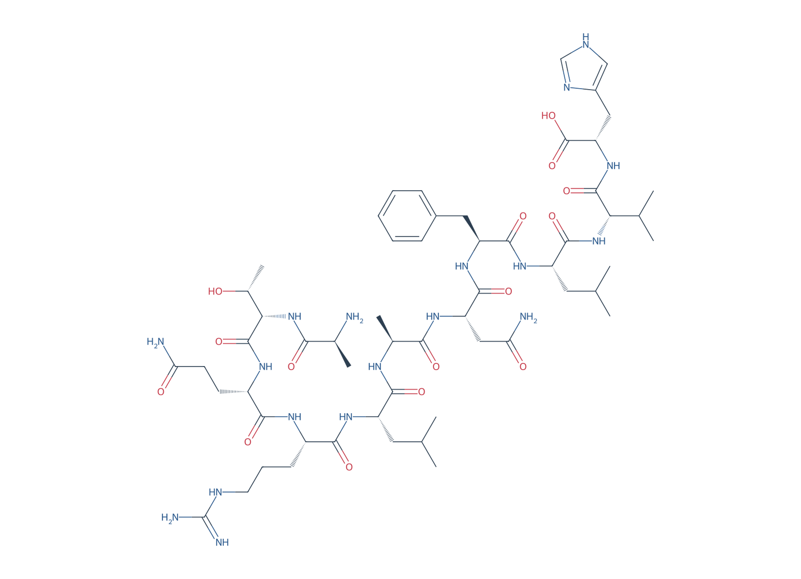 Sequence-derived 2D chemical structure of Human IAPP reference fragment (8–18), free-acid chain, 11 amino-acid residues.