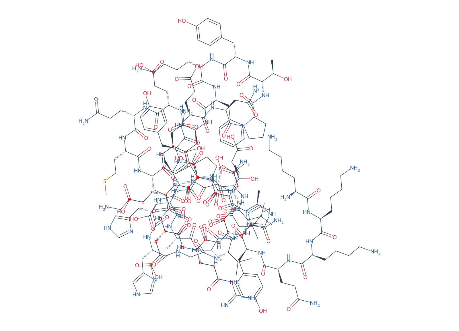 Sequence-derived 2D chemical structure of APP770 fragment (724–770), 47 amino-acid residues.