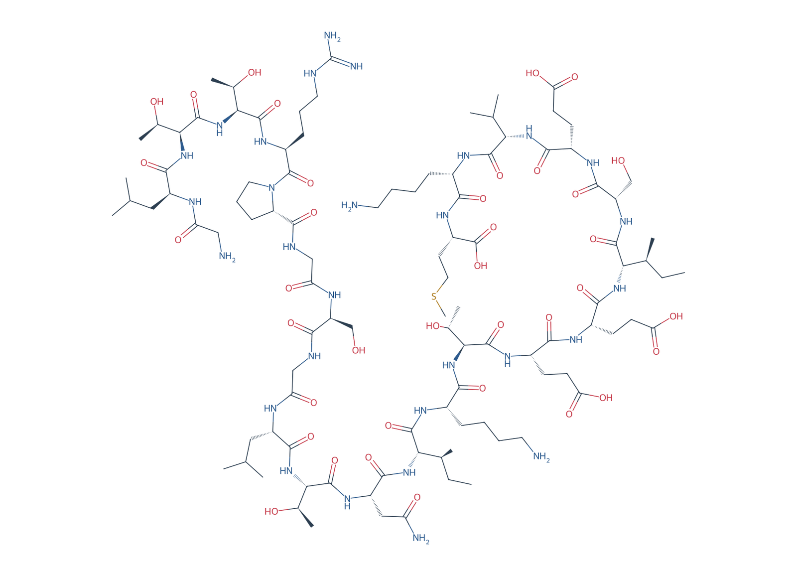 Sequence-derived 2D chemical structure of APP770 fragment (649–671), 23 amino-acid residues.