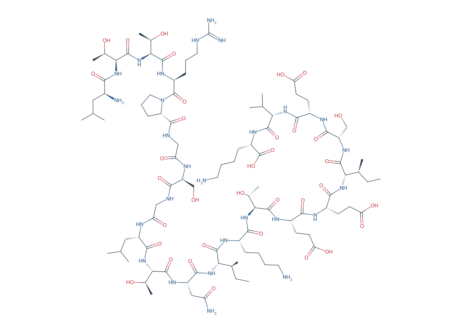 Sequence-derived 2D chemical structure of APP770 fragment (650–670), 21 amino-acid residues.