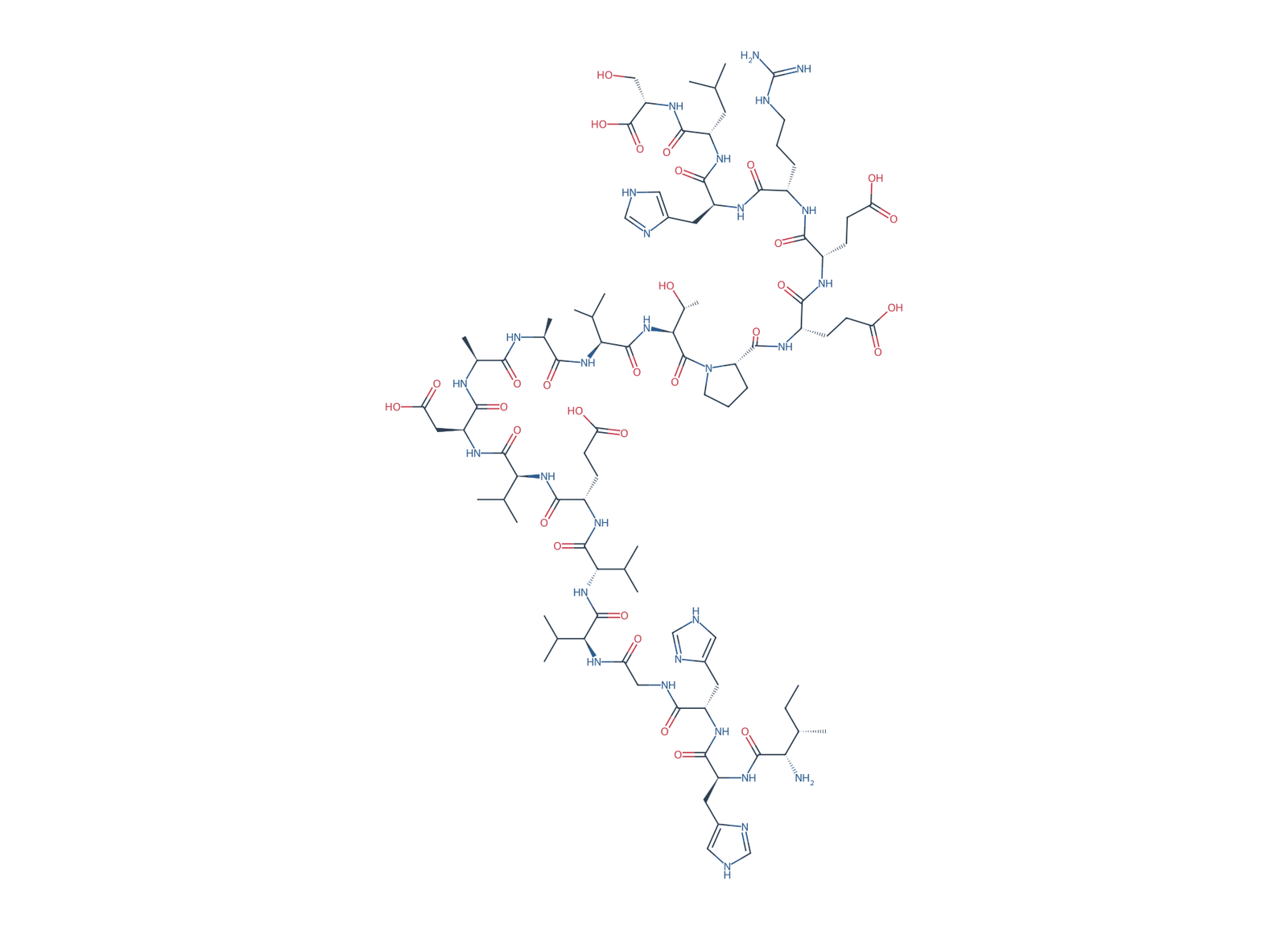 Sequence-derived 2D chemical structure of APP770 fragment (731–750), 20 amino-acid residues.