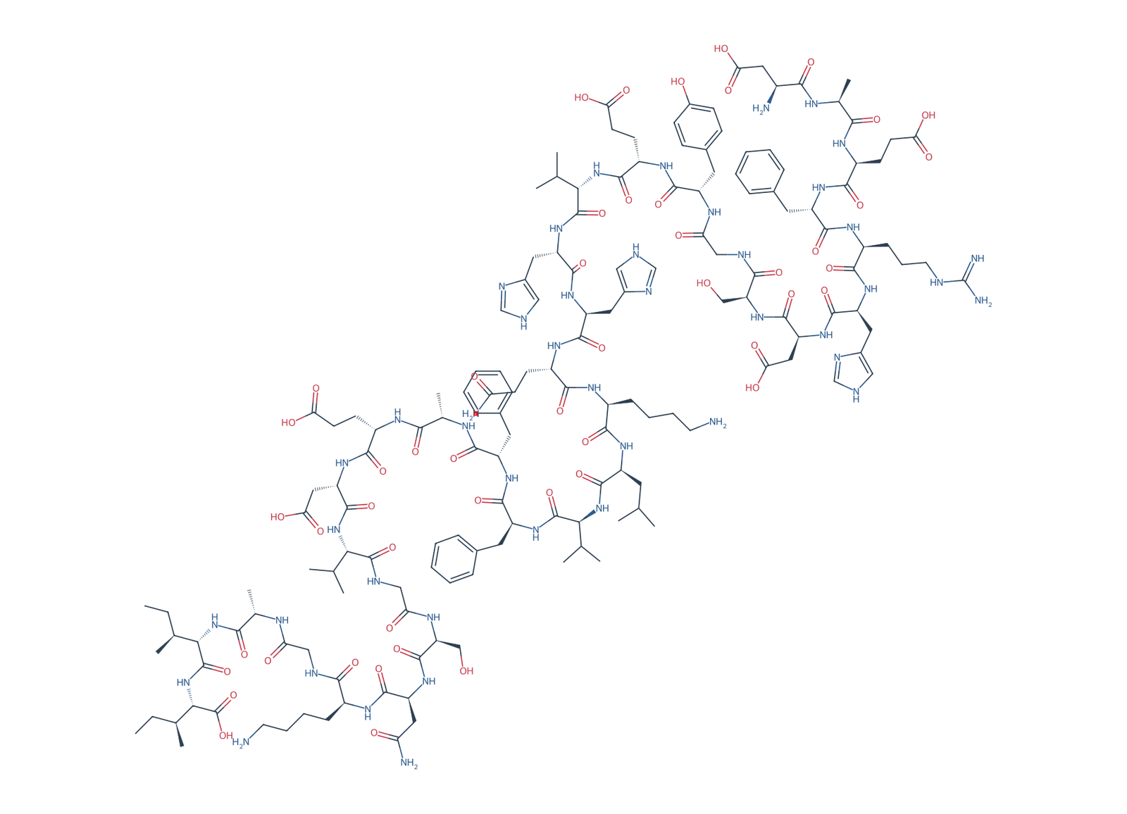 Sequence-derived 2D chemical structure of Beta-Amyloid (1–32), 32 amino-acid residues.