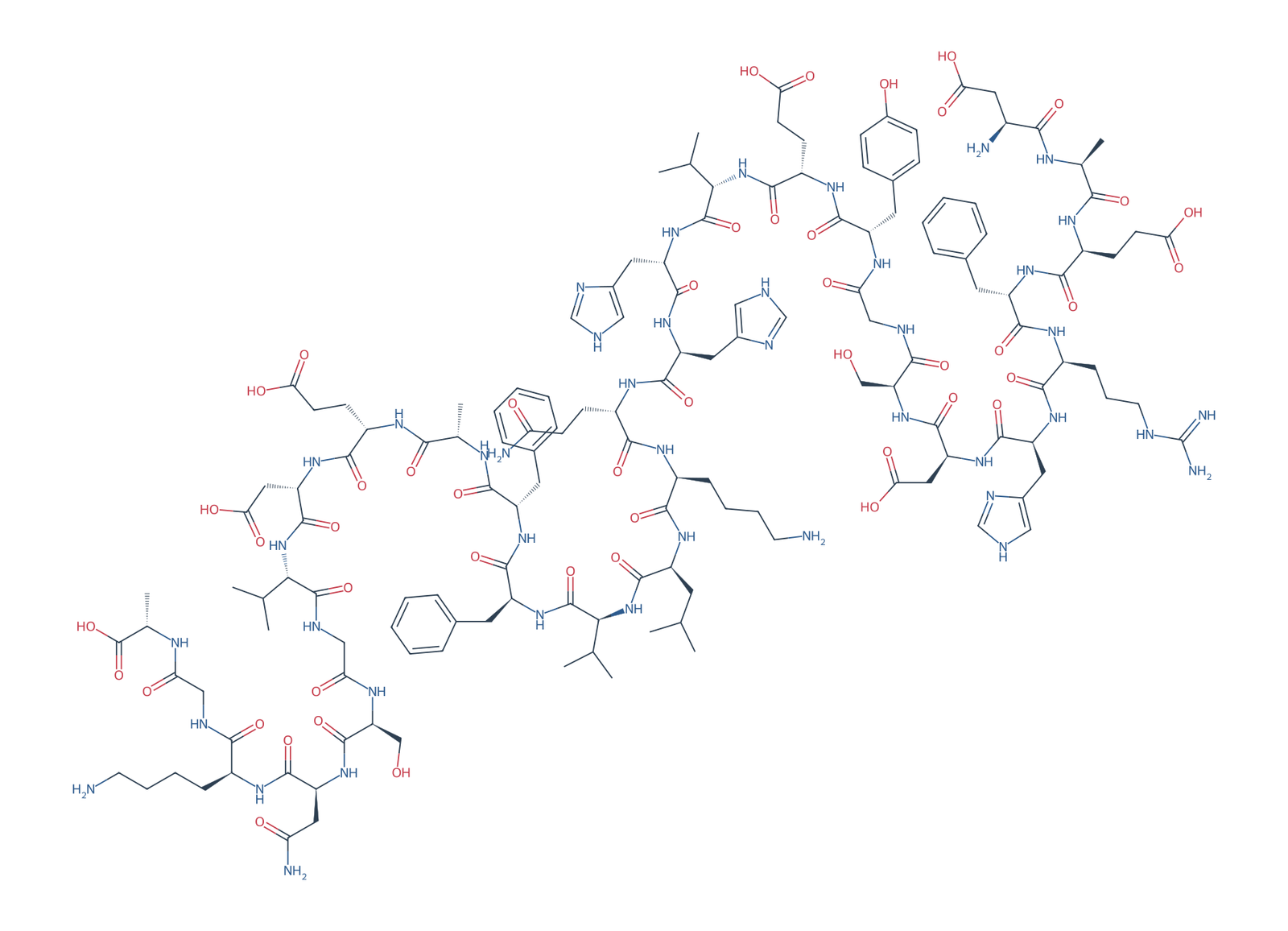 Sequence-derived 2D chemical structure of Beta-Amyloid (1–30), 30 amino-acid residues.