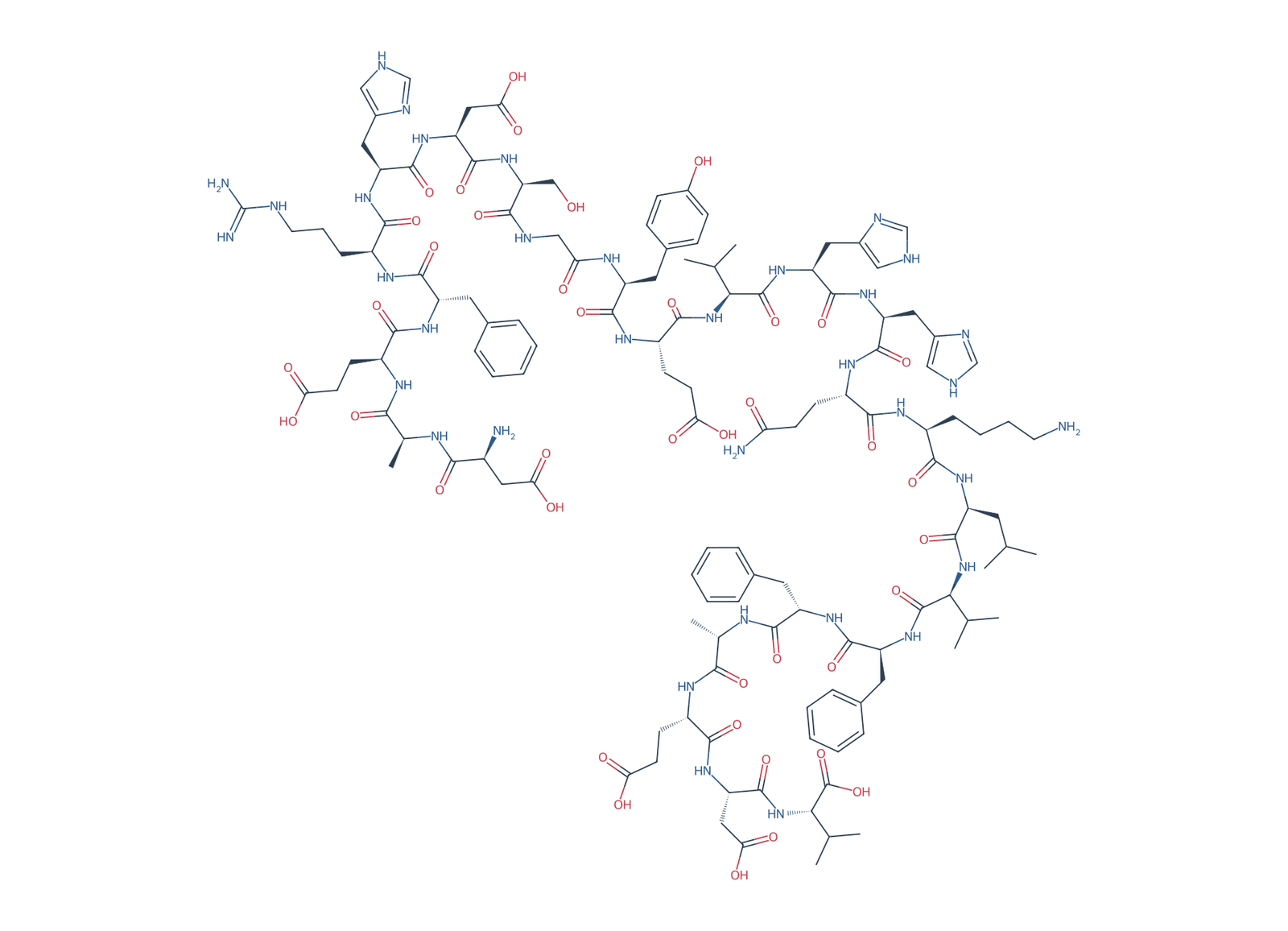 Sequence-derived 2D chemical structure of Beta-Amyloid (1–24), 24 amino-acid residues.