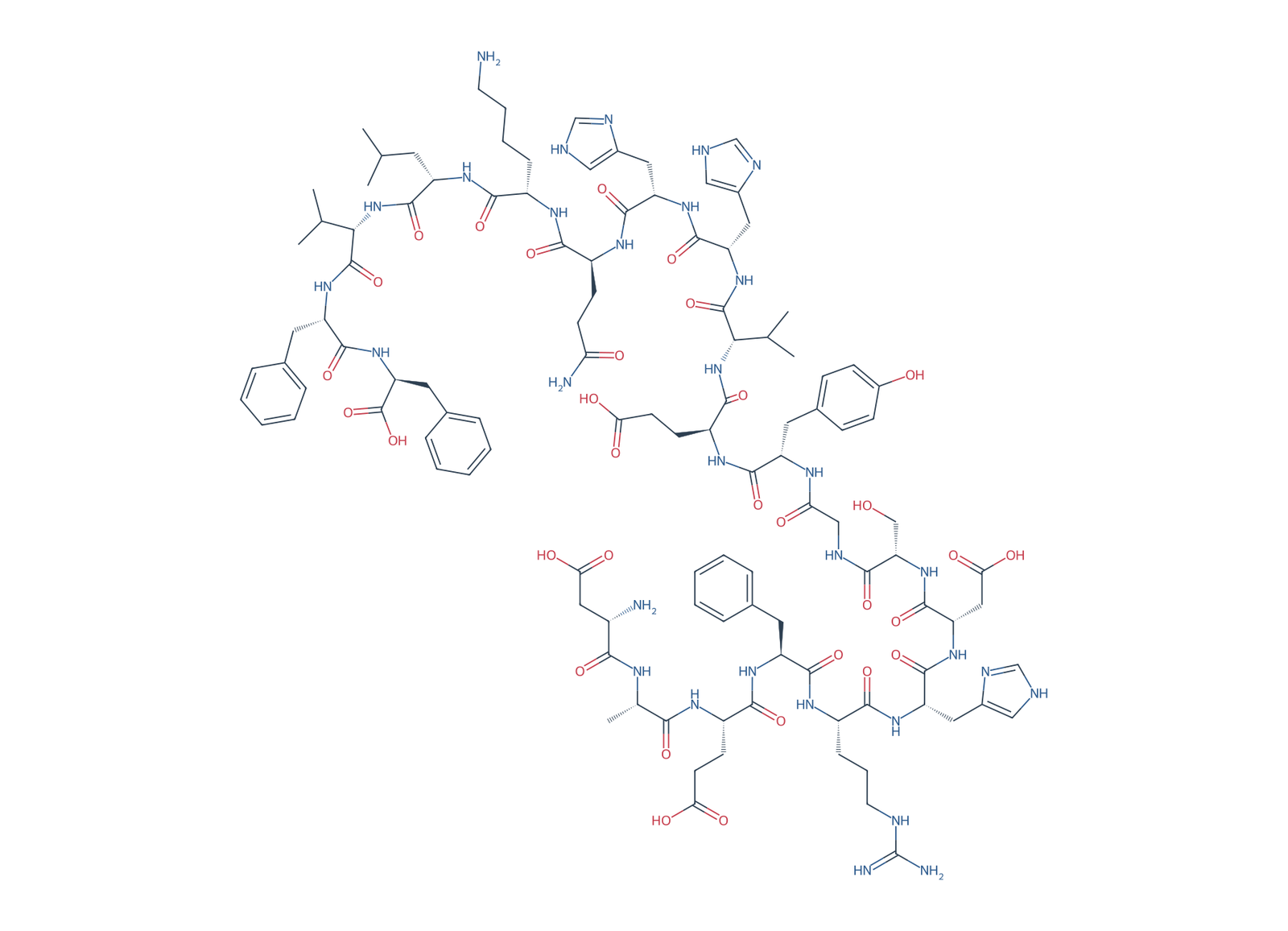 Sequence-derived 2D chemical structure of Beta-Amyloid (1–20), 20 amino-acid residues.