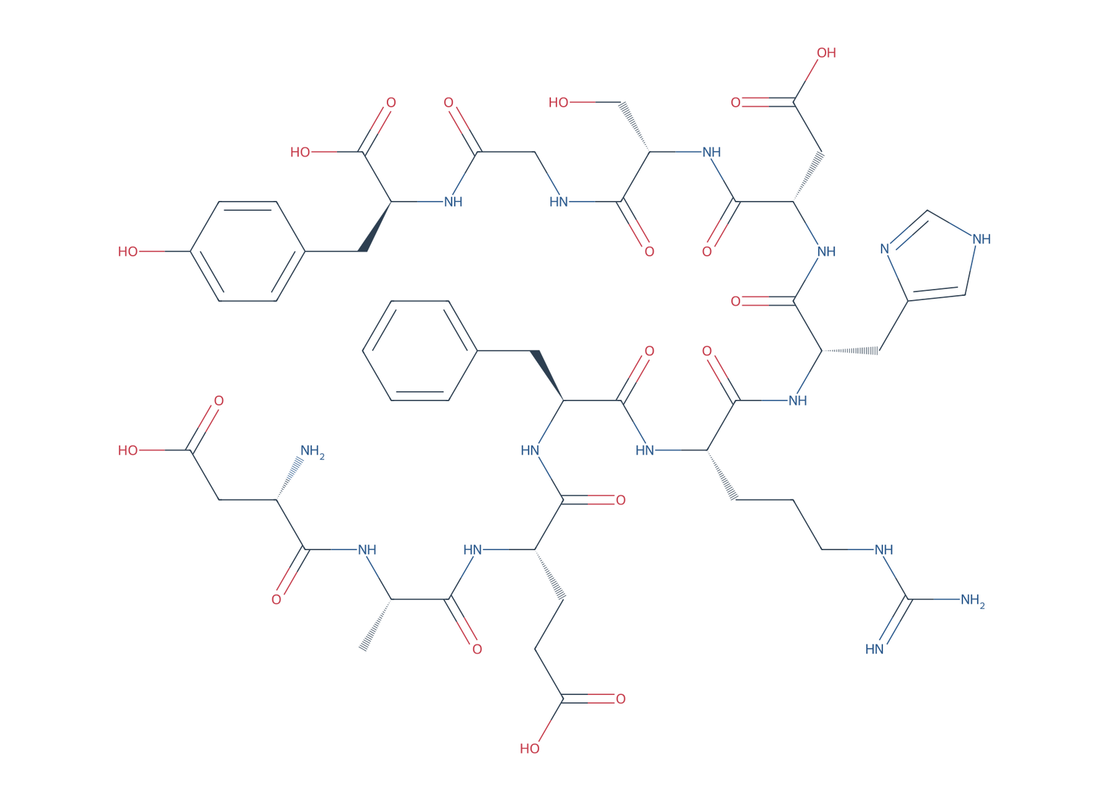 Sequence-derived 2D chemical structure of Beta-Amyloid (1–10), 10 amino-acid residues.
