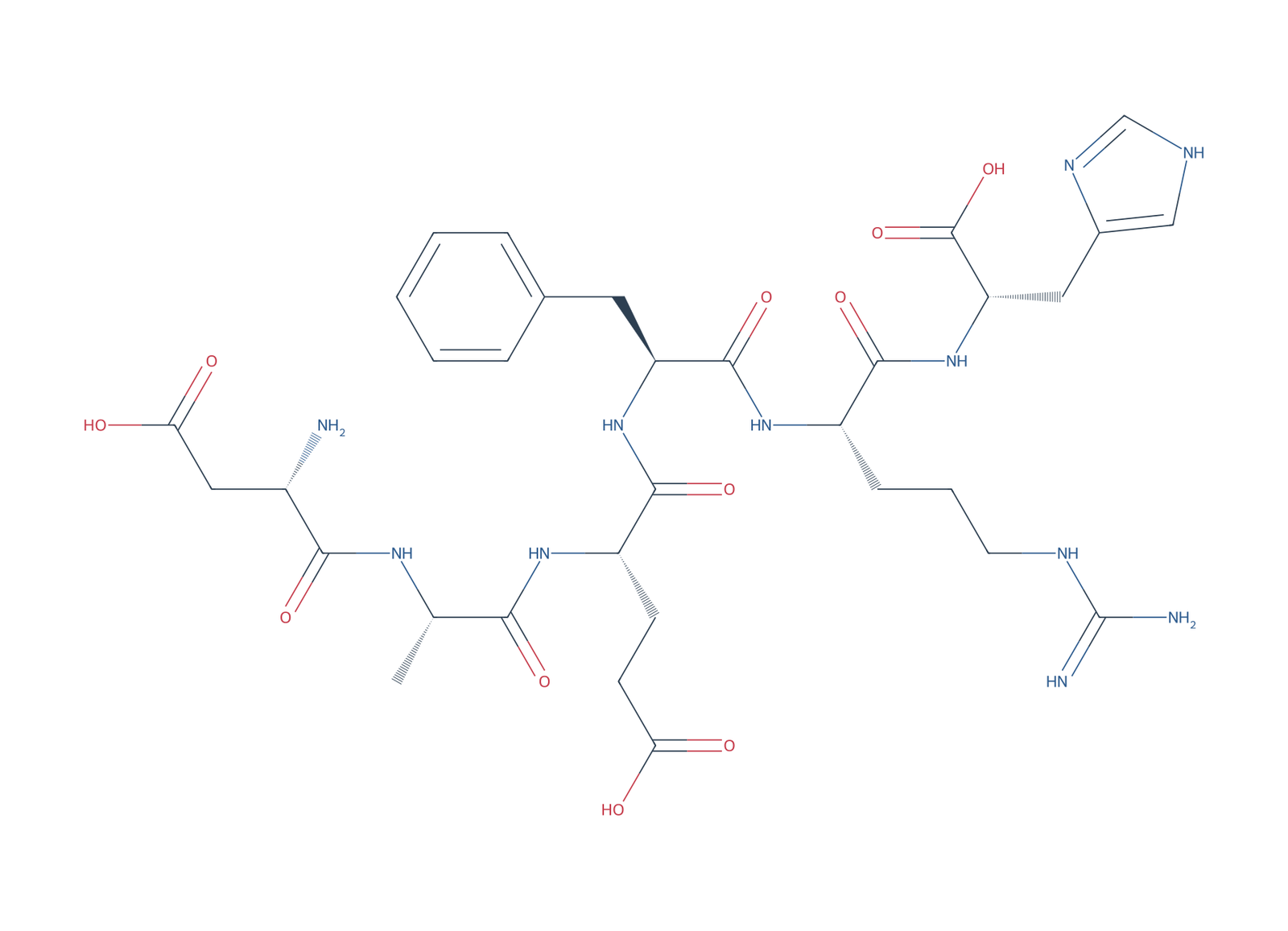 Sequence-derived 2D chemical structure of Beta-Amyloid (1–6), 6 amino-acid residues.