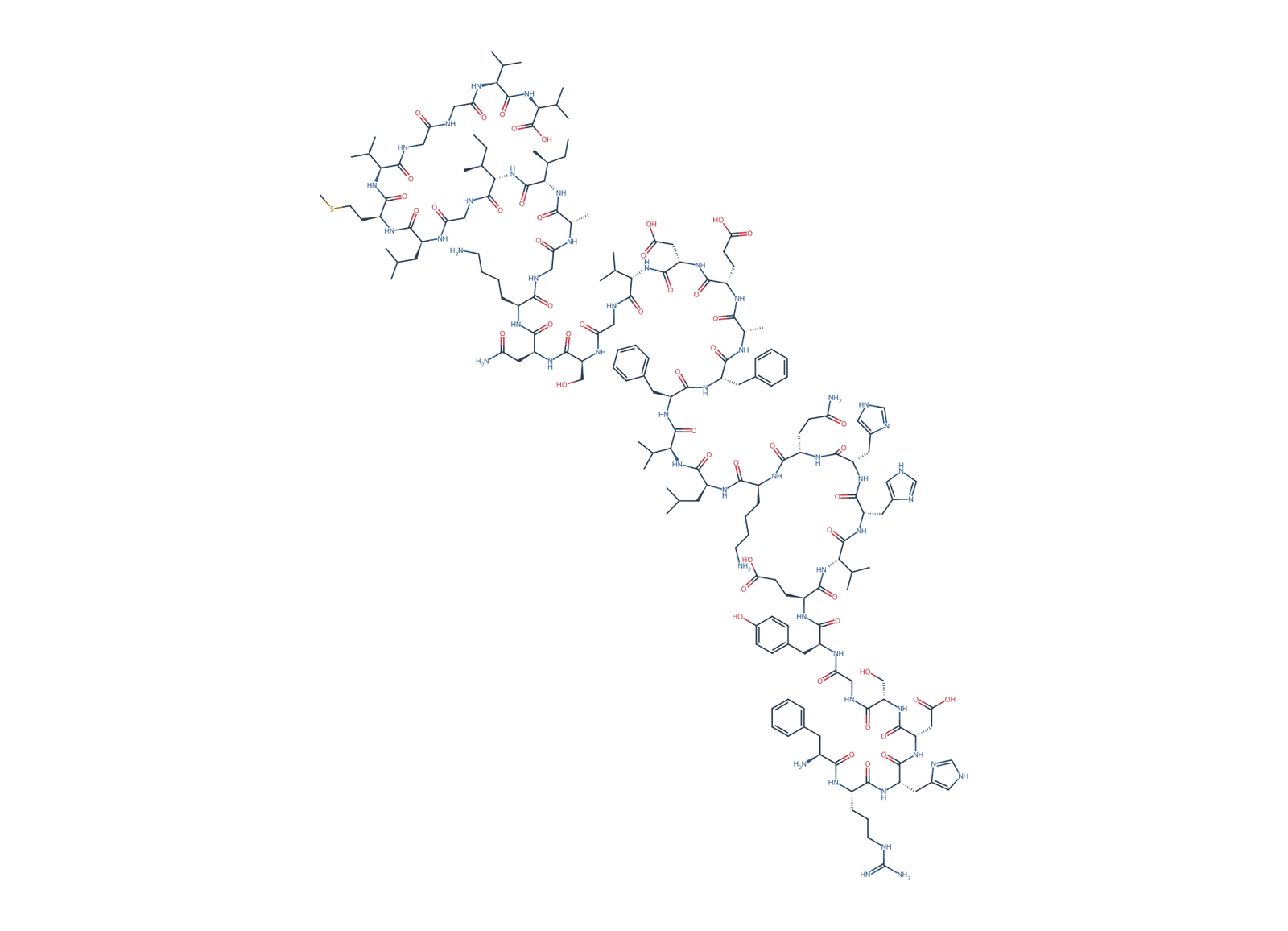 Sequence-derived 2D chemical structure of Beta-Amyloid (4–40), 37 amino-acid residues.