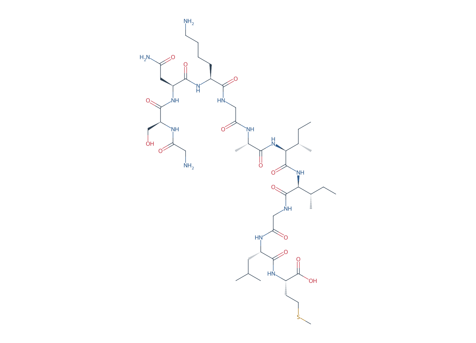 Sequence-derived 2D chemical structure of Beta-Amyloid (25–35), 11 amino-acid residues.