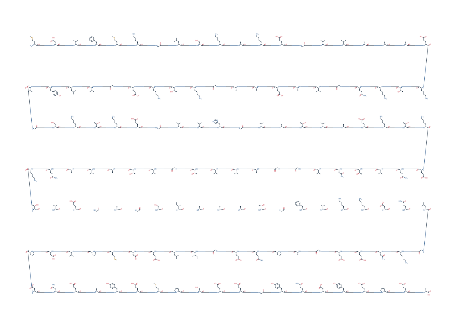 Sequence-derived 2D chemical structure of Alpha-Synuclein, human (1–140), 140 amino-acid residues.