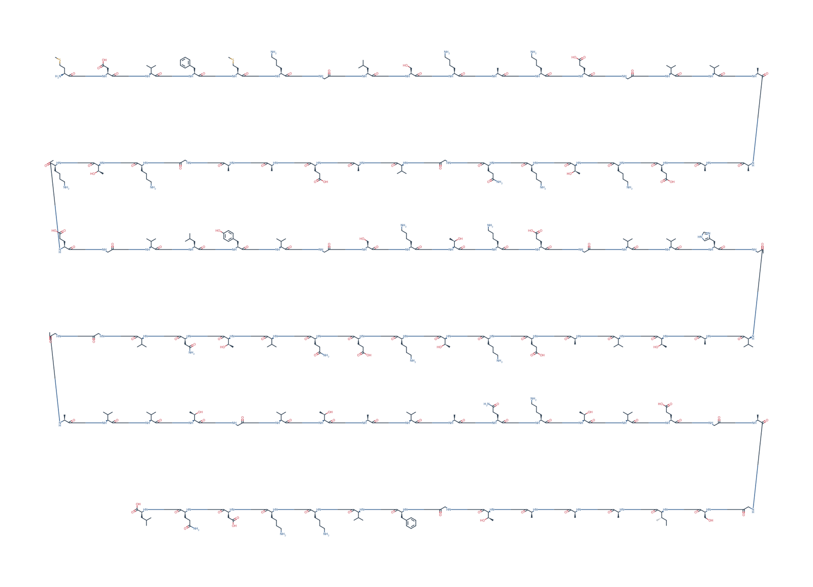 Sequence-derived 2D chemical structure of Alpha-Synuclein fragment (1–100), 100 amino-acid residues.