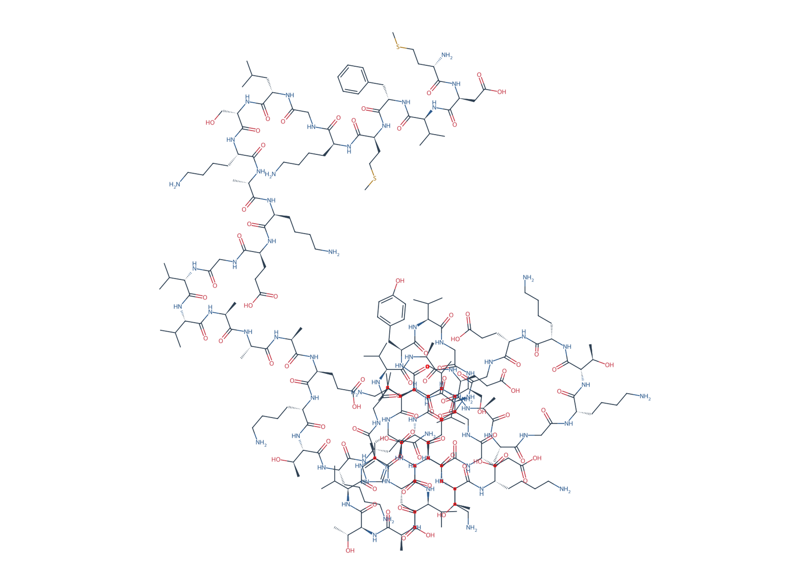 Sequence-derived 2D chemical structure of Alpha-Synuclein fragment (1–60), 60 amino-acid residues.