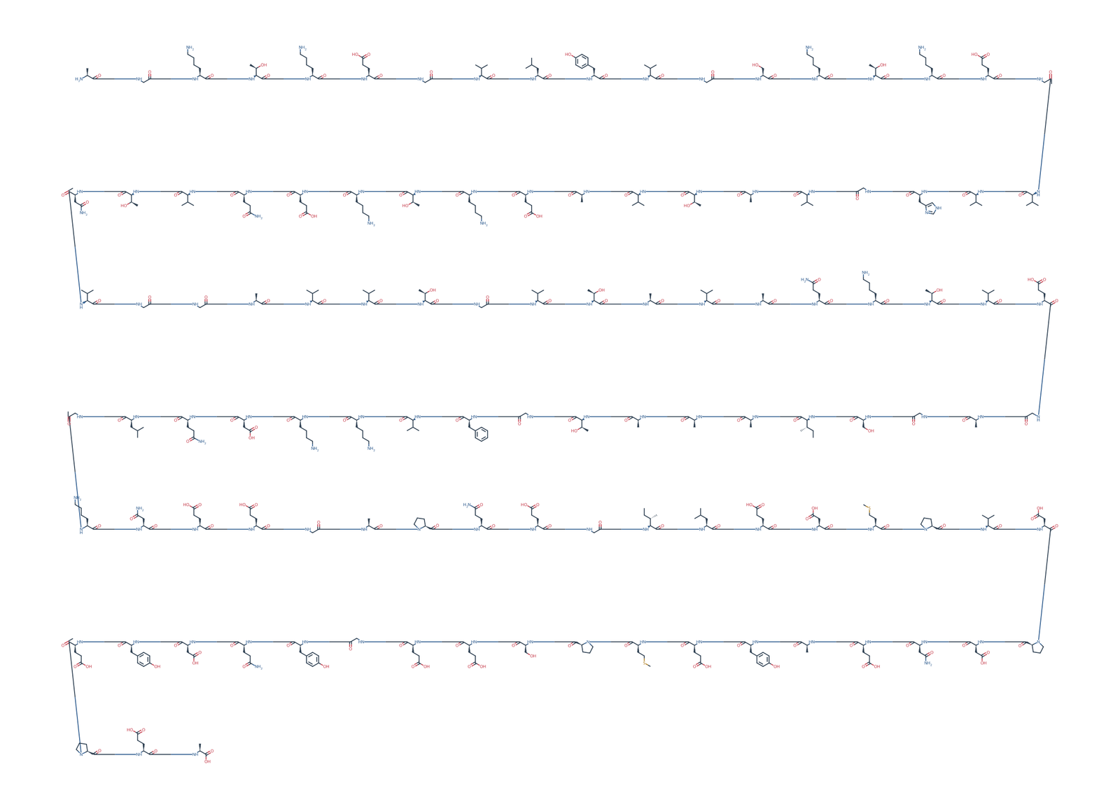 Sequence-derived 2D chemical structure of Alpha-Synuclein fragment (30–140), 111 amino-acid residues.