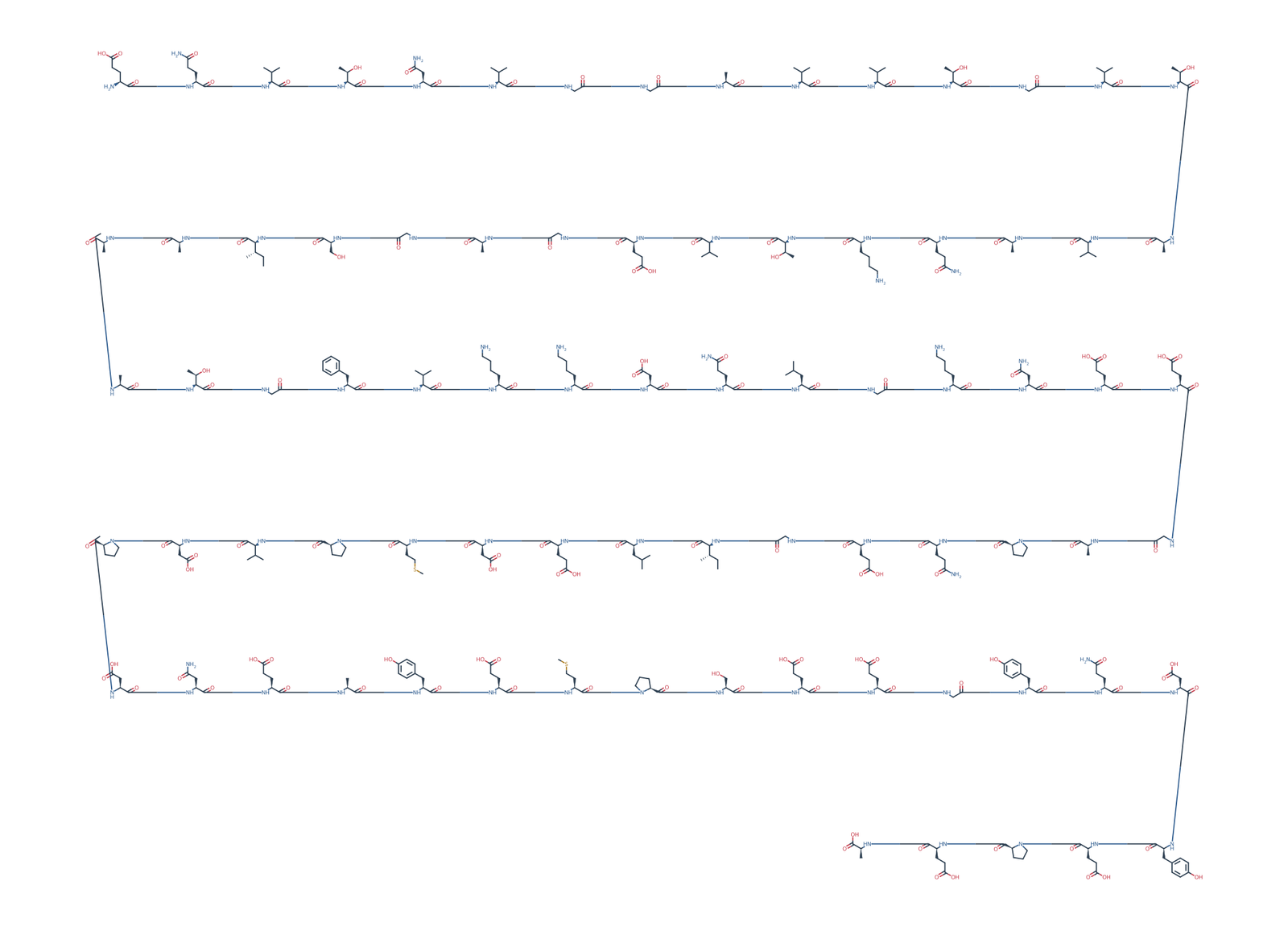 Sequence-derived 2D chemical structure of Alpha-Synuclein fragment (61–140), 80 amino-acid residues.