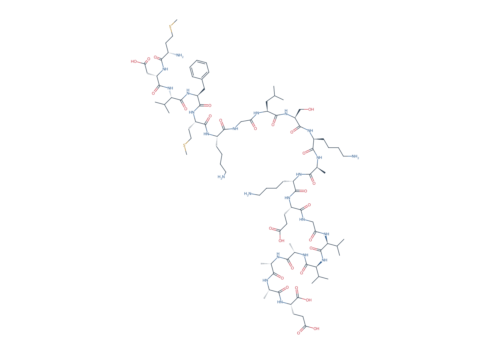 Sequence-derived 2D chemical structure of Alpha-Synuclein fragment (1–20), 20 amino-acid residues.