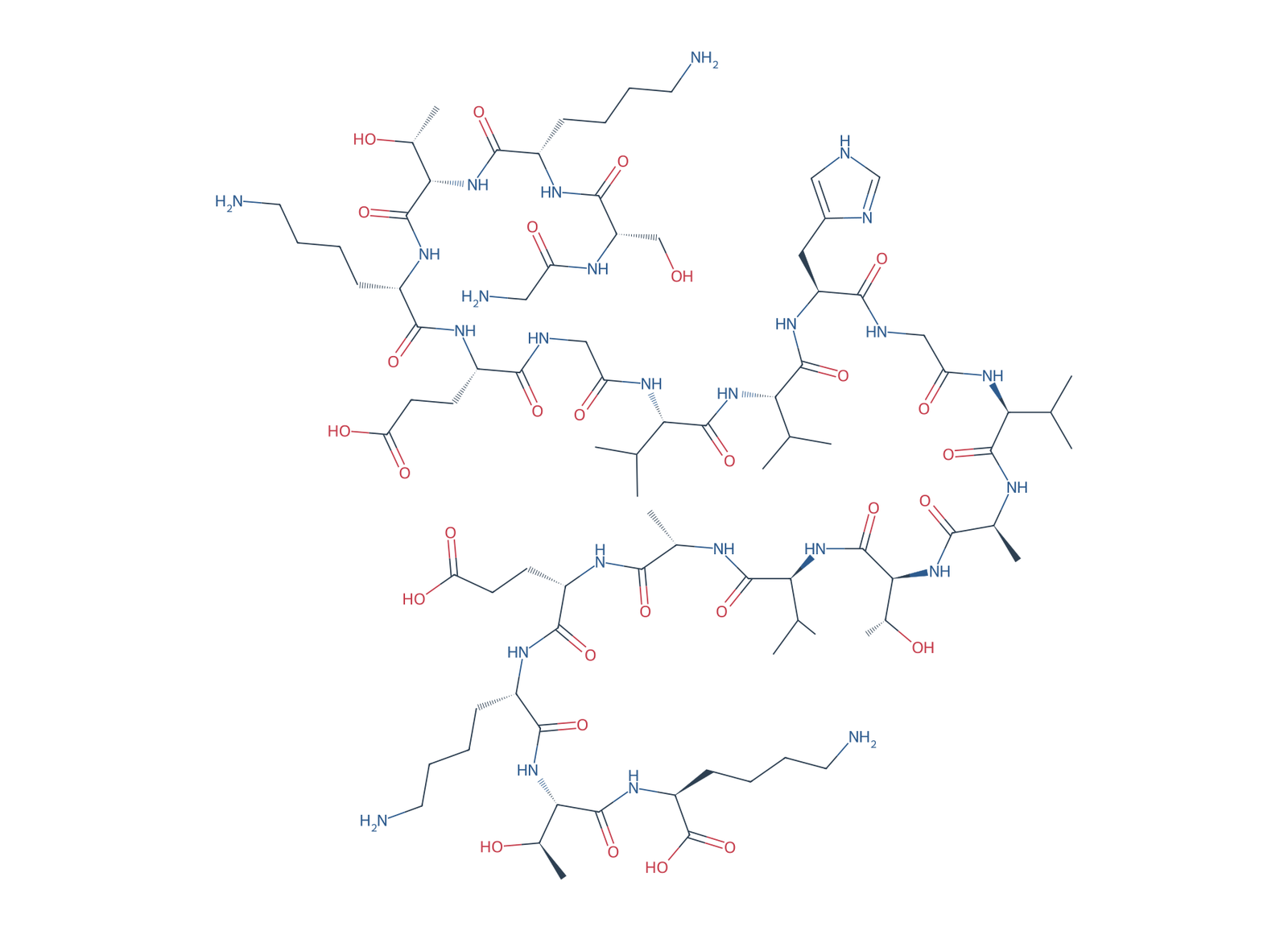 Sequence-derived 2D chemical structure of Alpha-Synuclein fragment (41–60), 20 amino-acid residues.