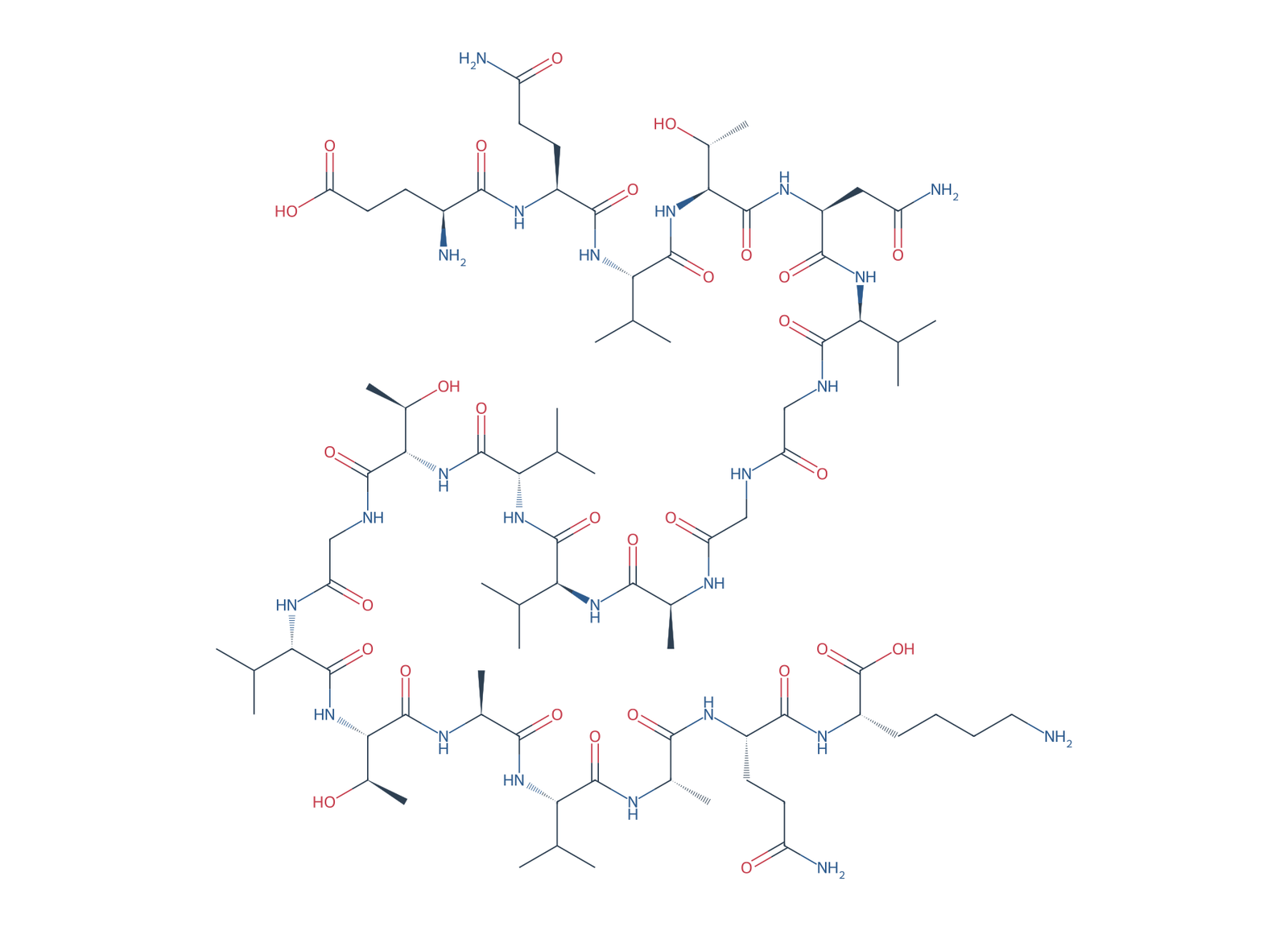 Sequence-derived 2D chemical structure of Alpha-Synuclein fragment (61–80), 20 amino-acid residues.