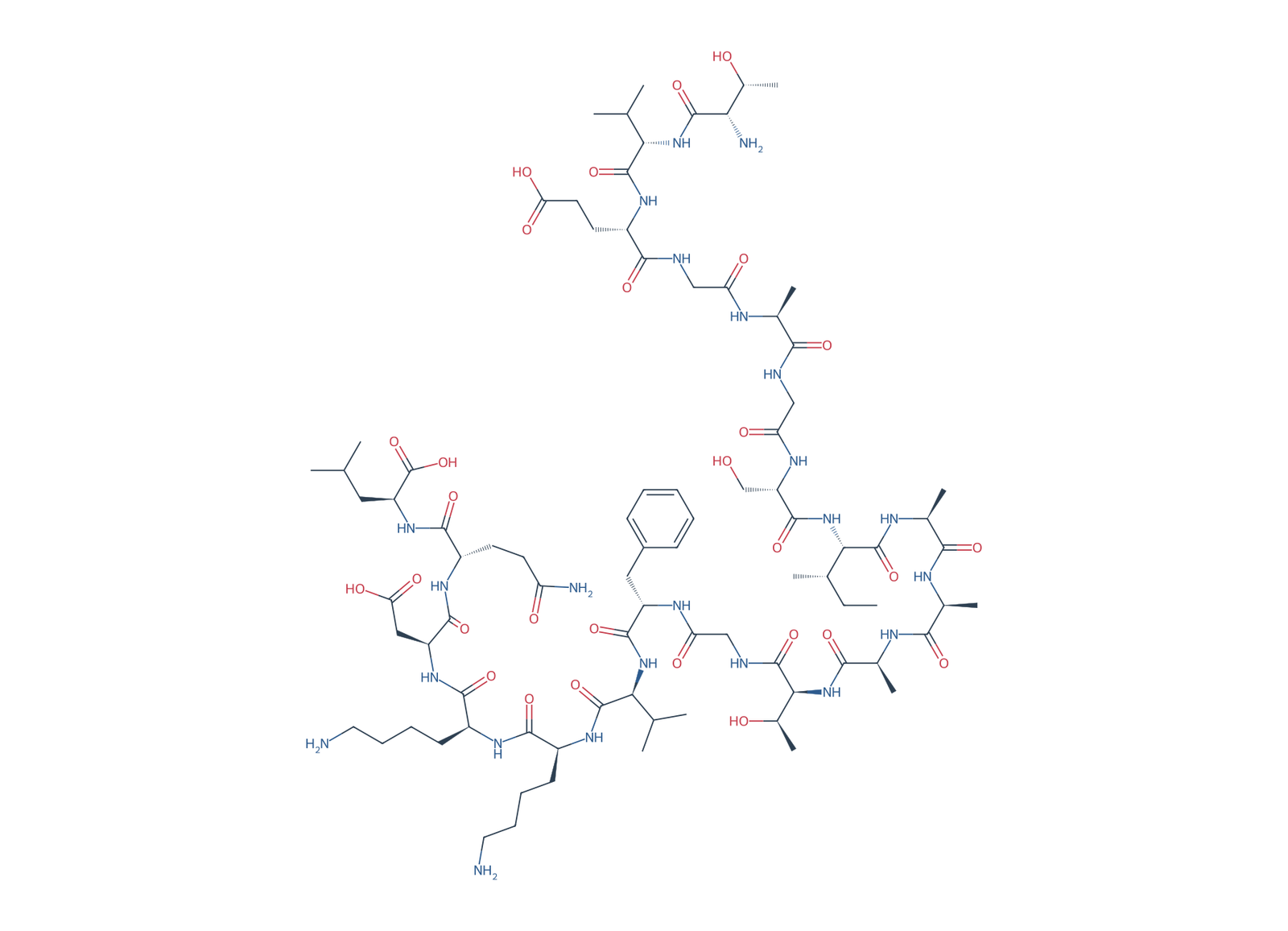 Sequence-derived 2D chemical structure of Alpha-Synuclein fragment (81–100), 20 amino-acid residues.