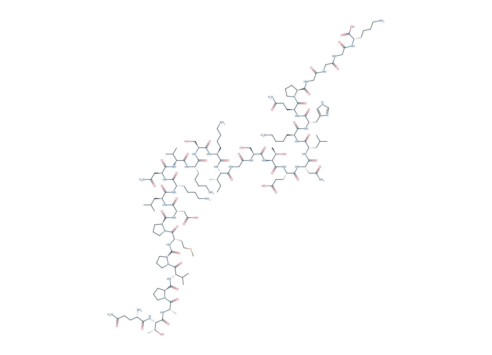 Sequence-derived 2D chemical structure of Tau 2N4R fragment (244–274), 31 amino-acid residues.