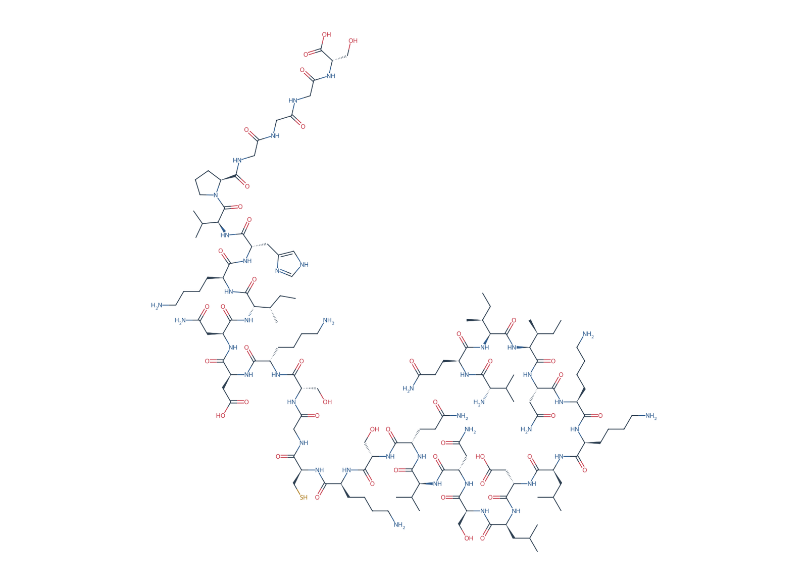 Sequence-derived 2D chemical structure of Tau 2N4R fragment (275–305), 31 amino-acid residues.