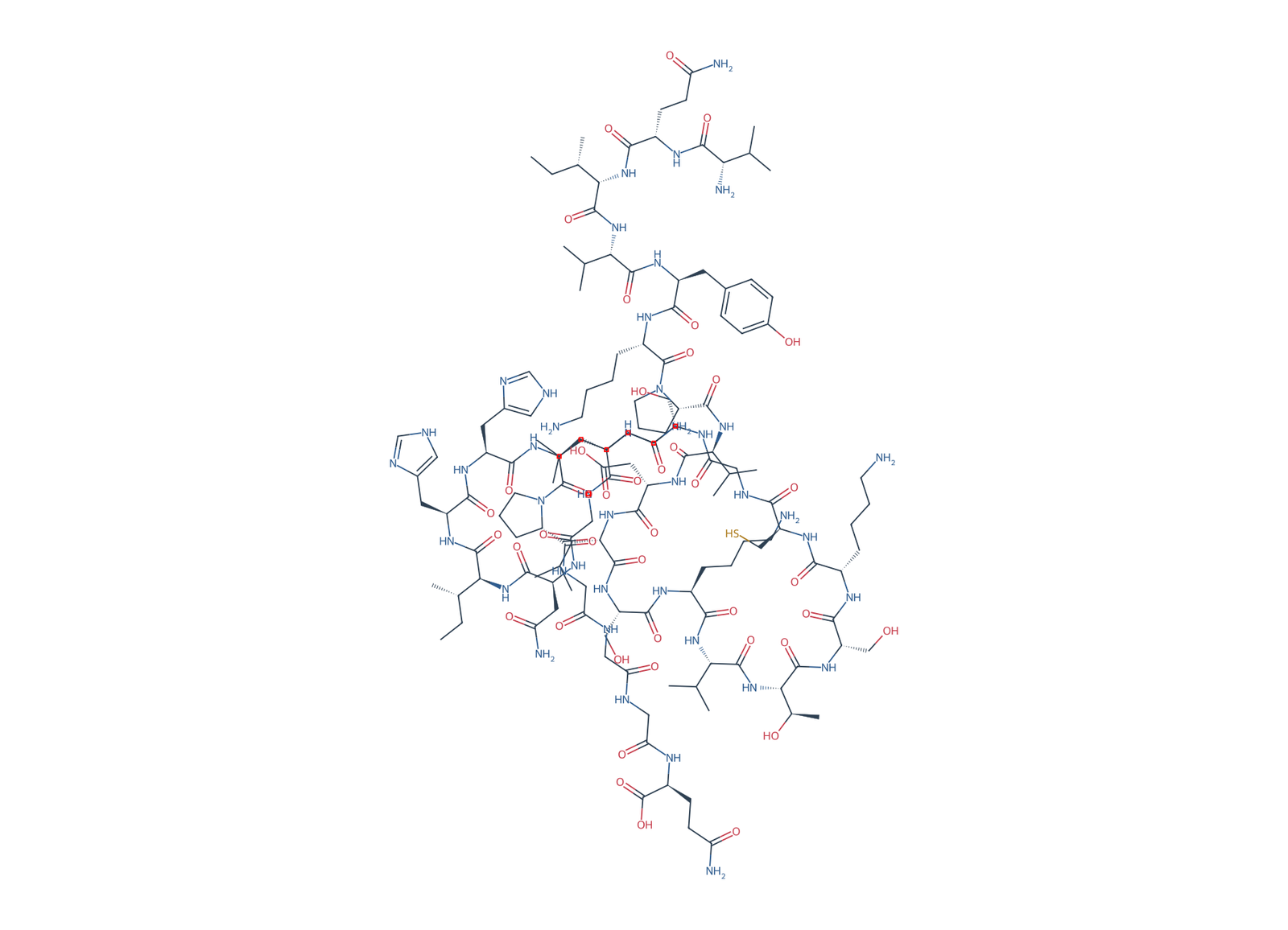 Sequence-derived 2D chemical structure of Tau 2N4R fragment (306–336), 31 amino-acid residues.