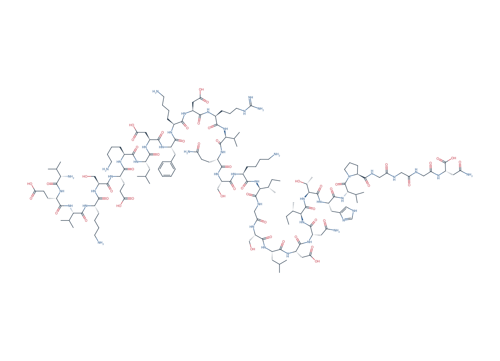 Sequence-derived 2D chemical structure of Tau 2N4R fragment (337–368), 32 amino-acid residues.
