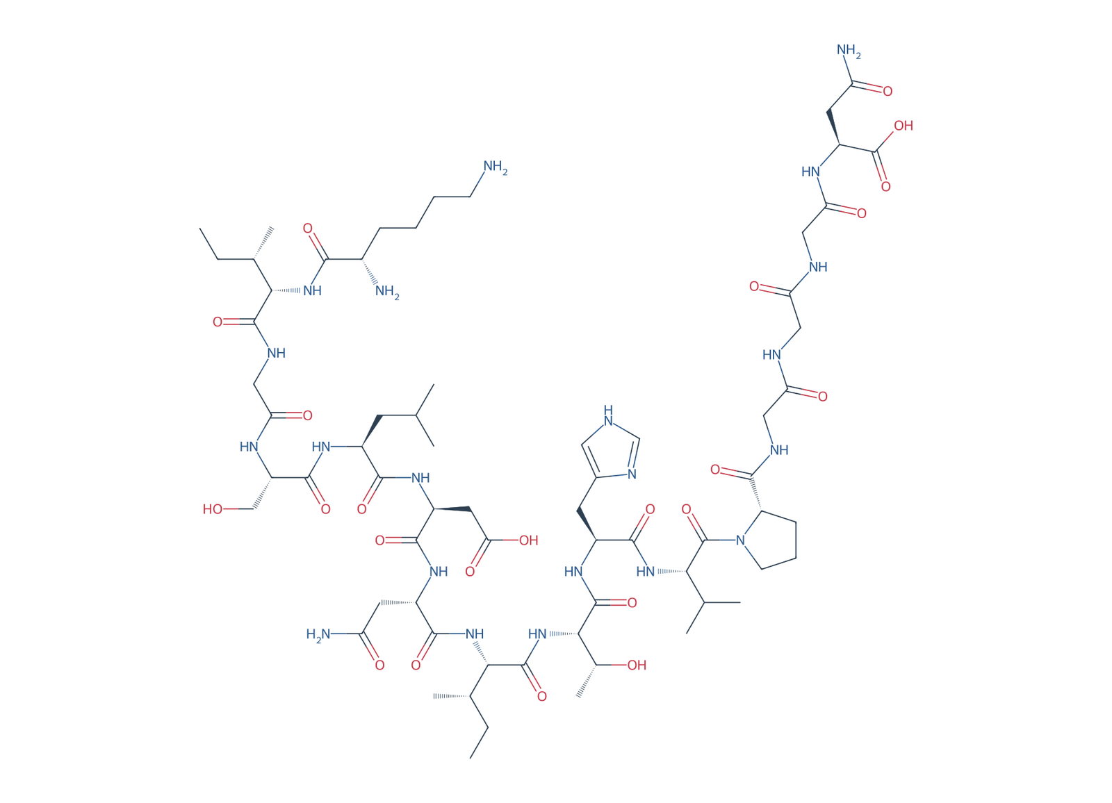 Sequence-derived 2D chemical structure of Tau 2N4R fragment (353–368), 16 amino-acid residues.