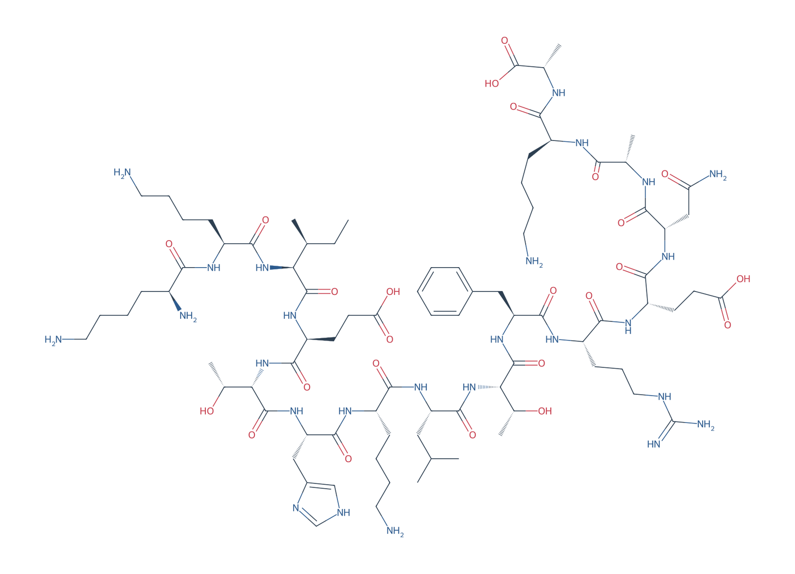 Sequence-derived 2D chemical structure of Tau 2N4R fragment (369–384), 16 amino-acid residues.
